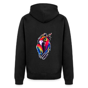 Ein Schönes und Lustiges Papageien Design - Unisex Premium Bio Zip Hoodie - Schwarz - Hinten - Nico (187cm)
