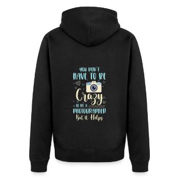 Fotograf Fotografieren Objektiv Digitalkamera - Unisex Premium Bio Zip Hoodie - Schwarz - Hinten - Nico (187cm)