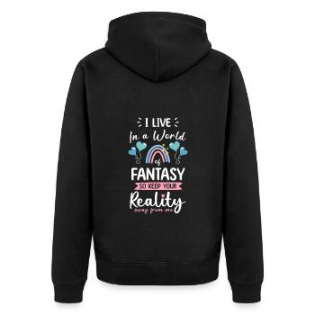 Elfe Kinder Tocher - Unisex Premium Organic Zip Hoodie - black - Back - Nico (187cm)
