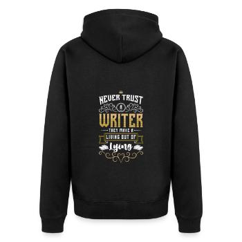 Book Hobby Poetry - Unisex Premium Organic Zip Hoodie - black - Back - Nico (187cm)