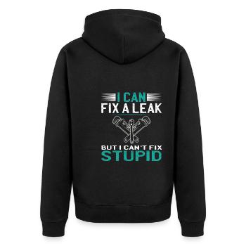 I can't cure stupidity - Unisex Premium Organic Zip Hoodie - black - Back - Nico (187cm)