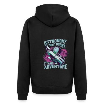 Astronomy is not a hobby, but an adventure - Unisex Premium Organic Zip Hoodie - black - Back - Nico (187cm)