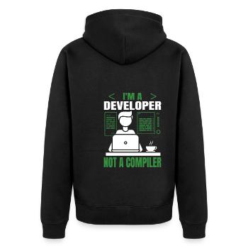 Ich Bin Entwickler, Kein Compiller -Programmierer - Unisex Premium Bio Zip Hoodie - Schwarz - Hinten - Nico (187cm)