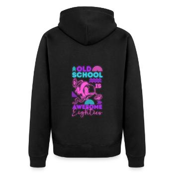 Soirée disco néon des années 80 - Veste à capuche bio Premium Unisexe - noir - Dos - Nico (187cm)