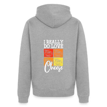 Käseliebhaber Foodie Käserei - Unisex Premium Bio Zip Hoodie - Grau meliert - Hinten - Nico (187cm)