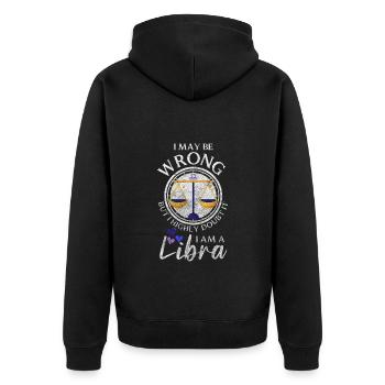 Libra October Star - Unisex Premium Organic Zip Hoodie - black - Back - Nico (187cm)