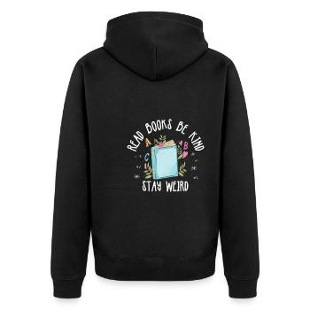 Bücher Lesen Freundlich Sein Verrückt Lesen - Unisex Premium Bio Zip Hoodie - Schwarz - Hinten - Nico (187cm)