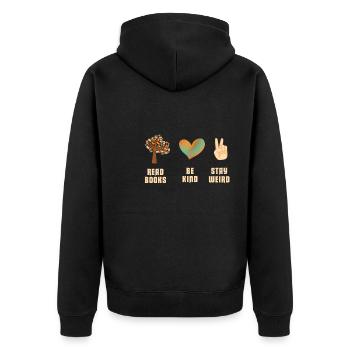 Reading Books Friendly Being Crazy Reading - Unisex Premium Organic Zip Hoodie - black - Back - Nico (187cm)