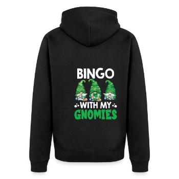 Bingo Mit Meinen Gnomies Lustiges Bingo - Unisex Premium Bio Zip Hoodie - Schwarz - Hinten - Nico (187cm)