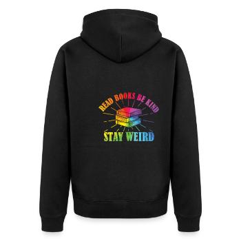 Reading Books Friendly Being Crazy Reading - Unisex Premium Organic Zip Hoodie - black - Back - Nico (187cm)