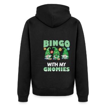 Bingo With My Gnomies Funny Bingo - Unisex Premium Organic Zip Hoodie - black - Back - Nico (187cm)