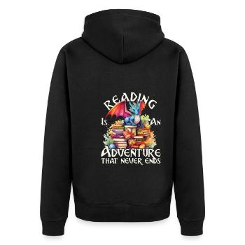 Lesen Ist Ein Abenteuer Bibliothek Lehrer - Unisex Premium Bio Zip Hoodie - Schwarz - Hinten - Nico (187cm)