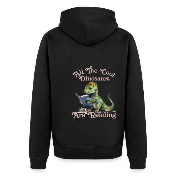 Alle Coolen dinosaurier Lesen Kids - Unisex Premium Bio Zip Hoodie - Schwarz - Hinten - Nico (187cm)