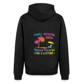 Familienurlaub Erinnerungen Schaffen - Unisex Premium Bio Zip Hoodie - Schwarz - Hinten - Nico (187cm)