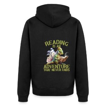 Lesen Ist Ein Abenteuer Bibliothek Lehrer - Unisex Premium Bio Zip Hoodie - Schwarz - Hinten - Nico (187cm)