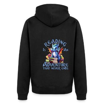 Lesen Ist Ein Abenteuer Bibliothek Lehrer - Unisex Premium Bio Zip Hoodie - Schwarz - Hinten - Nico (187cm)