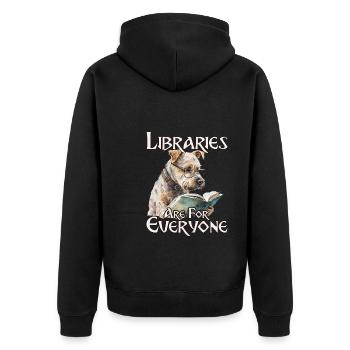 Bibliotheken Sind Für Alle Da Bibliothekar - Unisex Premium Bio Zip Hoodie - Schwarz - Hinten - Nico (187cm)