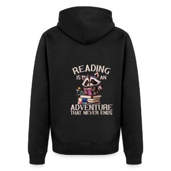 Lesen Ist Ein Abenteuer Bibliothek Lehrer - Unisex Premium Bio Zip Hoodie - Schwarz - Hinten - Nico (187cm)