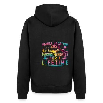 Vacances d’été en famille Créer des souvenirs - Veste à capuche bio Premium Unisexe - noir - Dos - Nico (187cm)