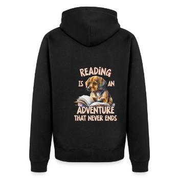 La lecture est une aventure Professeur de bibliothèque - Veste à capuche bio Premium Unisexe - noir - Dos - Nico (187cm)