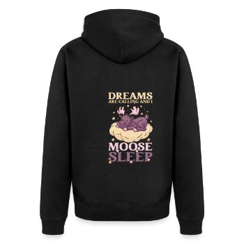 Dreams Are Calling Youth Cute Moose - Unisex Premium Organic Zip Hoodie - black - Back - Nico (187cm)