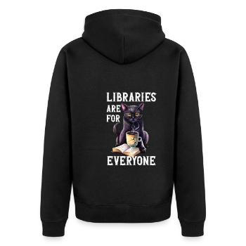 Libraries are for everyone Librarian - Unisex Premium Organic Zip Hoodie - black - Back - Nico (187cm)