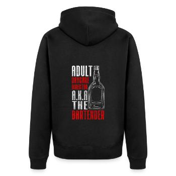 Barkeeper Club - Unisex Premium Bio Zip Hoodie - Schwarz - Hinten - Nico (187cm)
