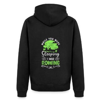 Rudergerät Steuermann Wassersport Kraft - Unisex Premium Bio Zip Hoodie - Schwarz - Hinten - Nico (187cm)