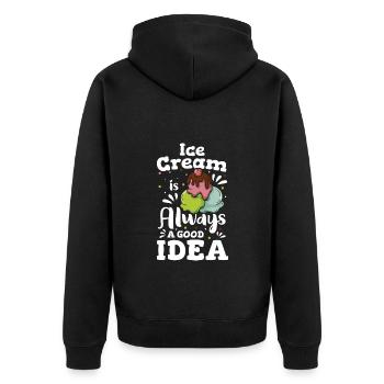 Eis Eisdiele Naschen Eistüte - Unisex Premium Bio Zip Hoodie - Schwarz - Hinten - Nico (187cm)