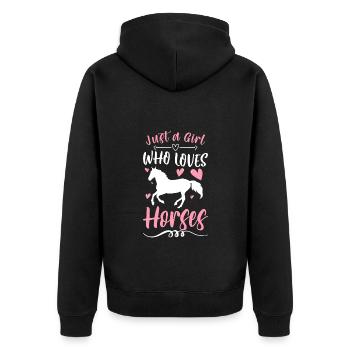 Pferd Reitsport Freundschaft - Unisex Premium Bio Zip Hoodie - Schwarz - Hinten - Nico (187cm)