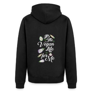 Ernährung Gesund Natur Veggie - Unisex Premium Bio Zip Hoodie - Schwarz - Hinten - Nico (187cm)