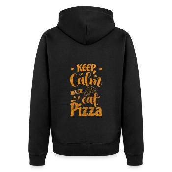 Pizza Pizzaofen Pizzabäcker Köstlich - Unisex Premium Bio Zip Hoodie - Schwarz - Hinten - Nico (187cm)