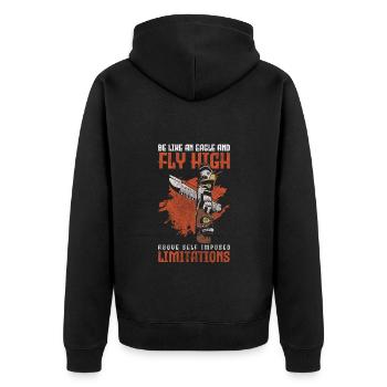 Ureinwohner Schamane Aztekisch - Unisex Premium Bio Zip Hoodie - Schwarz - Hinten - Nico (187cm)