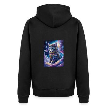 chat astronaute - Veste à capuche bio Premium Unisexe - noir - Dos - Nico (187cm)