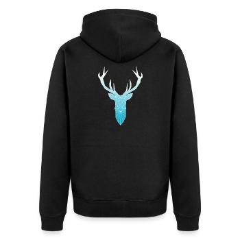 Deer head in triangle design (light blue) - Unisex Premium Organic Zip Hoodie - black - Back - Nico (187cm)
