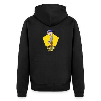 Gamer Zone - Unisex Premium Organic Zip Hoodie - black - Back - Nico (187cm)