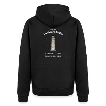 Lindau, Neuer Leuchtturm, Bodensee, Zeichnung - Unisex Premium Bio Zip Hoodie - Schwarz - Hinten - Nico (187cm)