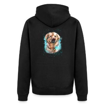 Labrador Hund. - Unisex Premium Bio Zip Hoodie - Schwarz - Hinten - Nico (187cm)