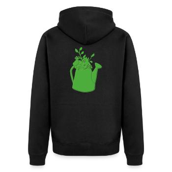 Watering can relief - Unisex Premium Organic Zip Hoodie - black - Back - Nico (187cm)