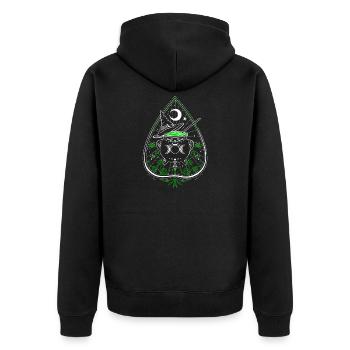 Green Witch Planchette Hexenkessel Hexenhut - Unisex Premium Bio Zip Hoodie - Schwarz - Hinten - Nico (187cm)