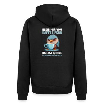 Lustig Vogel Kaffee Vögel Kaffeeliebhaber Spruch - Unisex Premium Bio Zip Hoodie - Schwarz - Hinten - Nico (187cm)