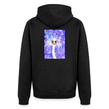Fabelhafter flauschiger Strauß - Unisex Premium Bio Zip Hoodie - Schwarz - Hinten - Nico (187cm)