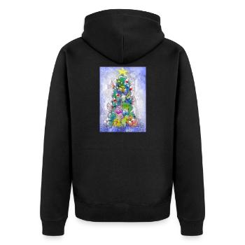 Fabelhafte Hundfamilie im Weihnachtsglanz - Unisex Premium Bio Zip Hoodie - Schwarz - Hinten - Nico (187cm)