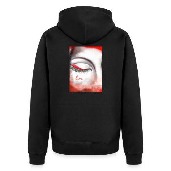 Herz und Liebe auf Highlight - Unisex Premium Bio Zip Hoodie - Schwarz - Hinten - Nico (187cm)