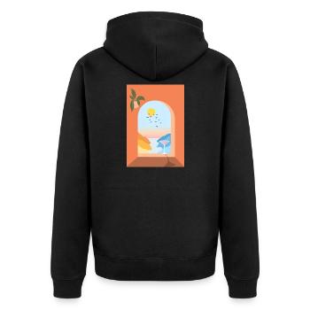 View from the window on holiday - Unisex Premium Organic Zip Hoodie - black - Back - Nico (187cm)