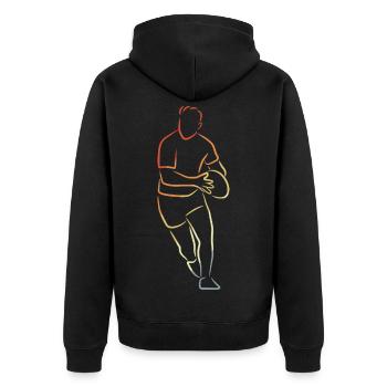 Rugbyspieler Skizze - Unisex Premium Bio Zip Hoodie - Schwarz - Hinten - Nico (187cm)
