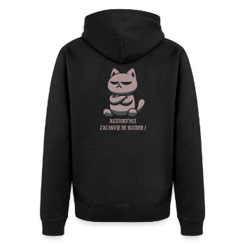 Sulky cat, I want to sulk today - Unisex Premium Organic Zip Hoodie - black - Back - Nico (187cm)