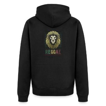 Reggae-Musik erobert den Löwen - Unisex Premium Bio Zip Hoodie - Schwarz - Hinten - Nico (187cm)