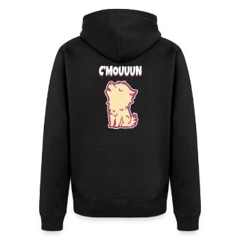 C'MON Howling Wolf Motivation - Unisex Premium Organic Zip Hoodie - black - Back - Nico (187cm)