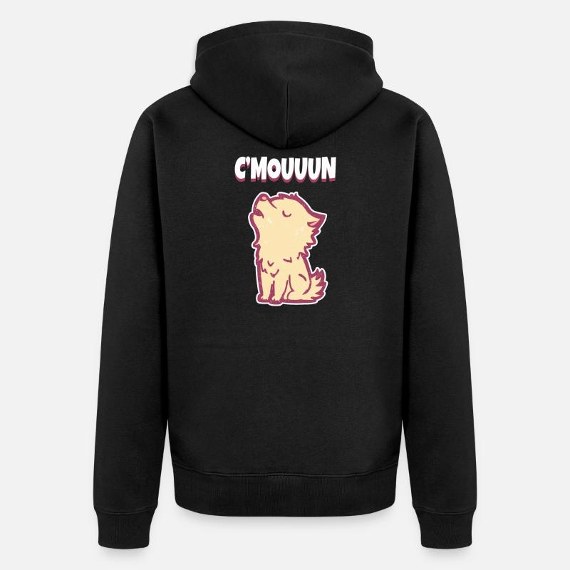 C'MON heulender Wolf Motivation - Unisex Premium Bio Zip Hoodie - Schwarz